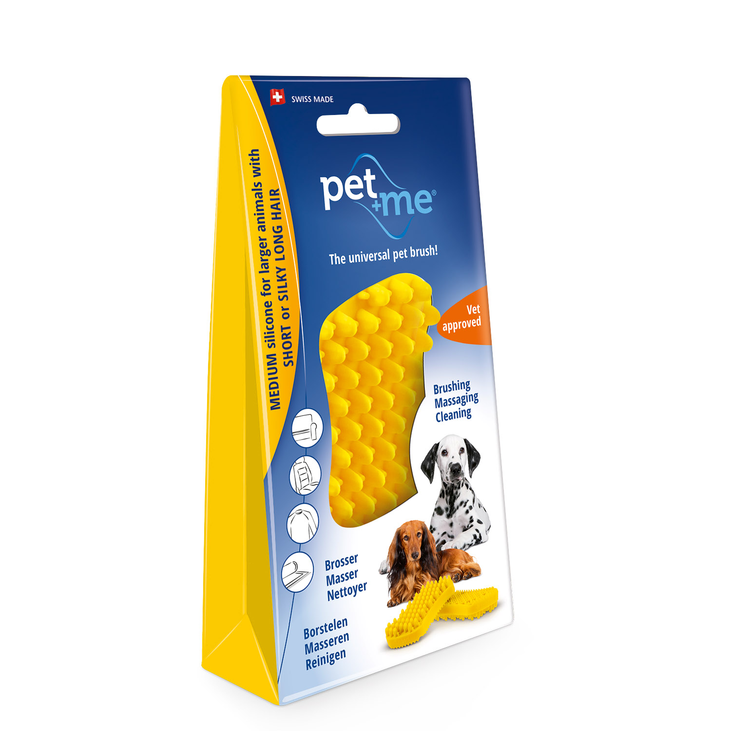 Pet Me Univerzalna silikonska četka žuta - za kratkodlake pse