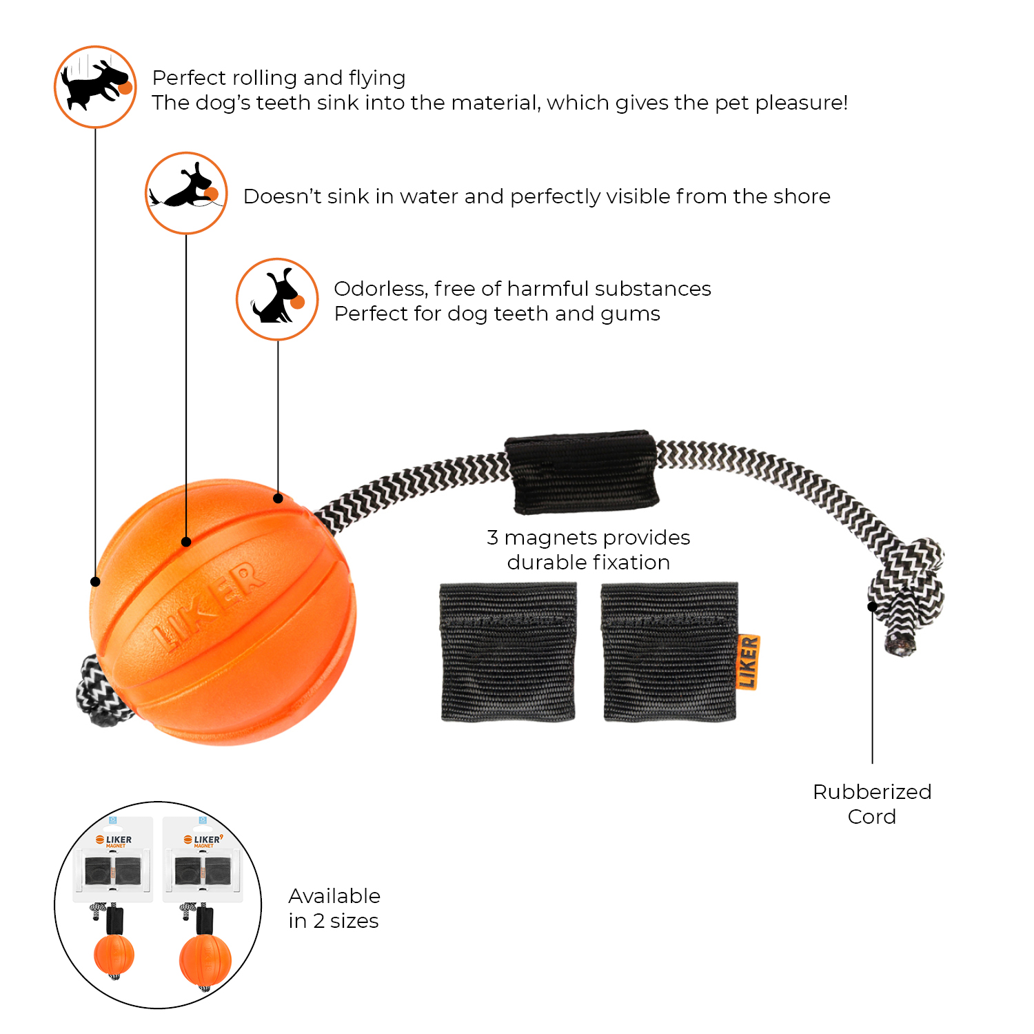 Liker Magnet Ball profesionalna loptica s magnetima za pse 70 mm - Slika 2